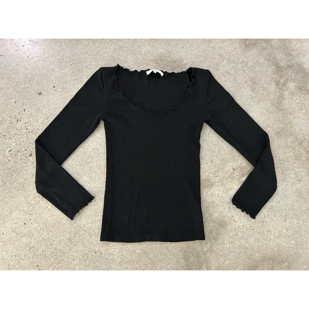 Almina Concept Black Long Sleeve‎ Shirt Ribbed Sz L